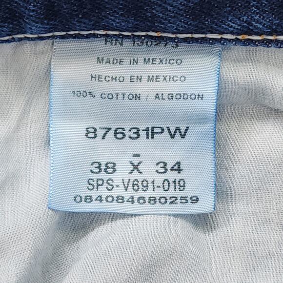 Rustler Jeans Mens 38X34 Blue Regular Fit Straight Leg Heavyweight Denim 87631PW - Picture 4 of 10